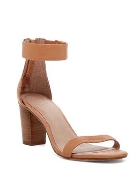 Joie Loueze Leather Ankle Strap Sandal Wood Block Heel In Tobacco, Size 10 (40)